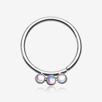 Iridescent Revo Triple Sparkle Bendable Twist Hoop Ring